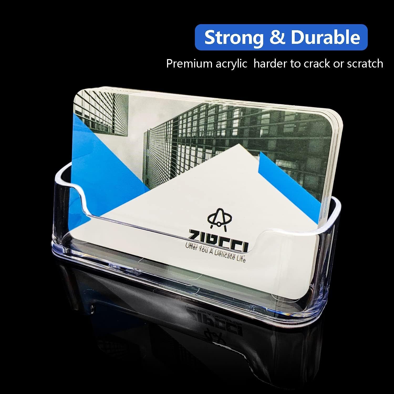 ZIPCCI 8 Pack Business Card Holder for Desk - Office Clear Business Card Holder Stand, Display Plastic Business Card Stand Acrylic Business Card Holder, Fits 30-50 Business Cards : Office Products