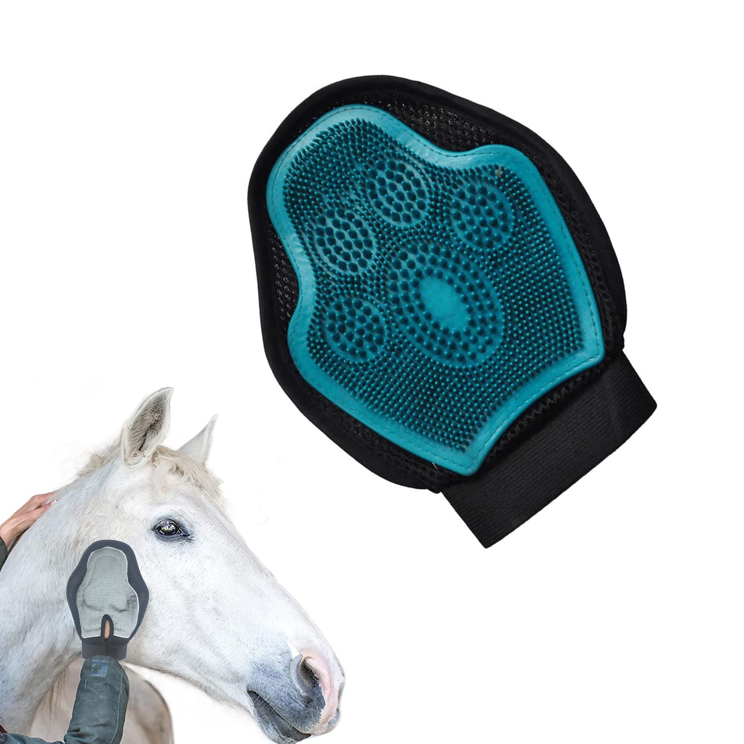 DHinkyoung Multifunctional Horse Brush Glove - Breathable Horse Hair Remover Mitt for Dog and Cat Washing Grooming Shedding