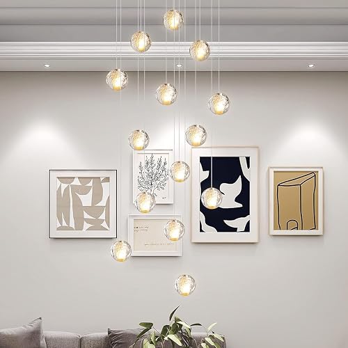 KJLARS Crystal Chandelier LED Modern Pendant Light Raindrop Ceiling ...
