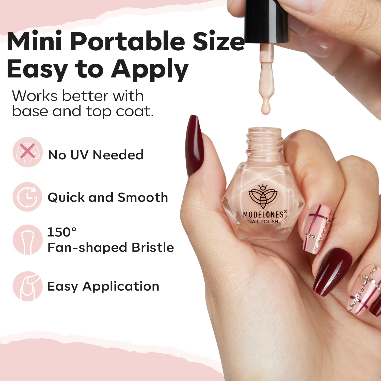 Modelones Nail Polish 6 Colors Neutral Nude Nail Polish Set Nude Pink Quick Dry Winter Mini Nail Polish Finger Nail Polish Bulk Manicure Diy Nail Art Home Salon Gift For Women Girl - Image 5