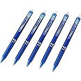 Pilot Frixion Ball Knock Retractable Erasable Gel Ink Pens,fine Point, - 0.5 mm - Blue Ink- Value Set of 5 & 6 Gel Ink Pen Refill Pack
