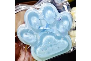 TITATA Taba Giant Paw Squishy for Kids Adults, Big Furry Cat Paw Squishy Toys for Stress Relief, Super Soft Squeeze Fidget Toys (Clear&Blue)