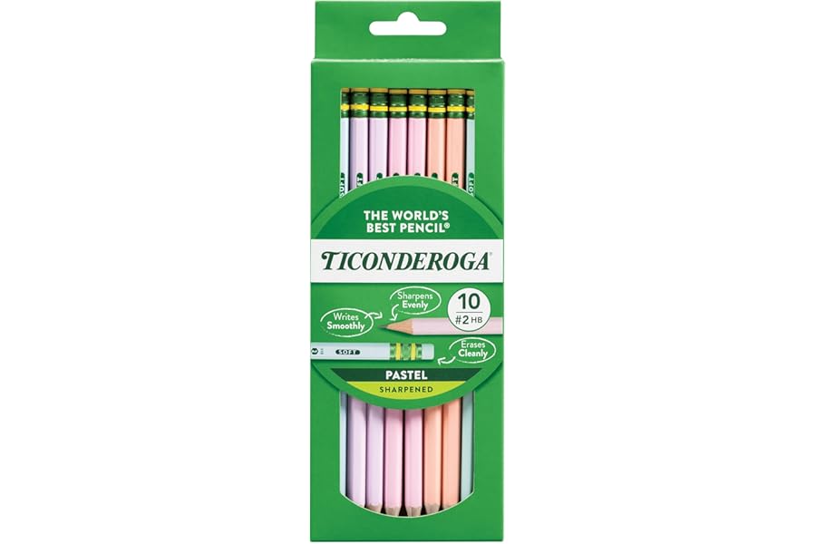 Ticonderoga® Pastel Pencils, 2 Soft, Assorted Colors, Pack Of 10 Pencils