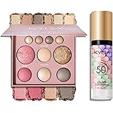 KYDA Baked Makeup Kit, Full Size Baked Makeup Palette + Color Correcting Primer, Lasting Sparkling, All-In-One Face Make Up Starter Set for Women