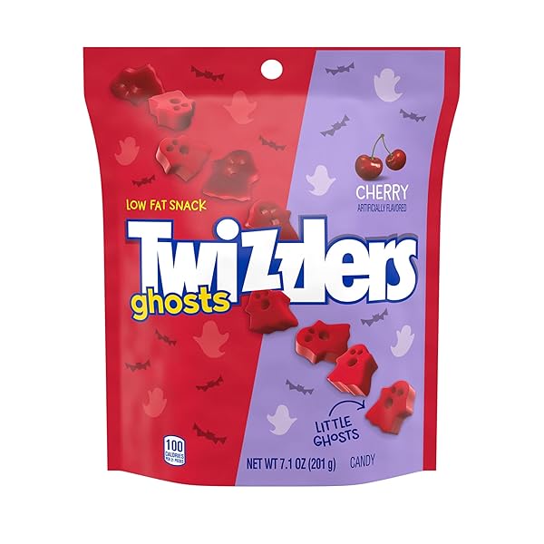 TWIZZLERS GHOSTS CHERRY FLAVORED CHEWY, HALLOWEEN CANDY BAG, 7.1 OZ
