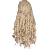 morvally Long Blonde Wavy Synthetic Hair Wigs for Women Halloween Cosplay Costume Wig