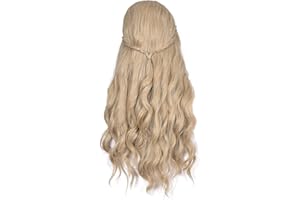 morvally Long Blonde Wavy Synthetic Hair Wigs for Women Halloween Cosplay Costume Wig