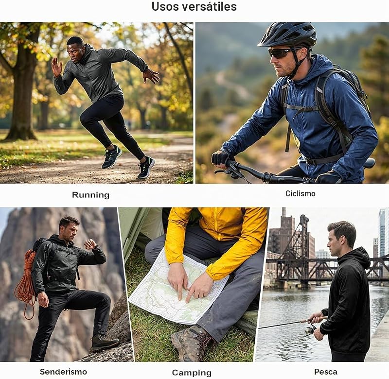 Hombre Chaqueta Impermeable, Chubasquero Hombre Impermeable