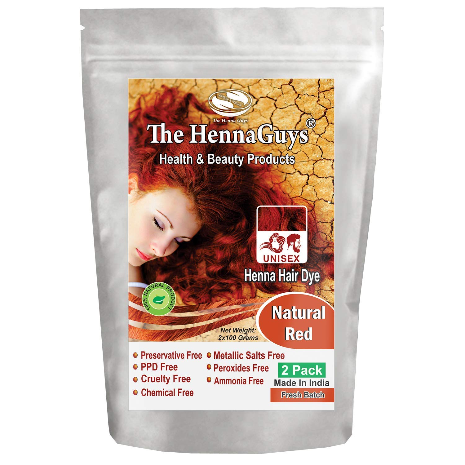 Natural Red Henna Hair Color / Dye 2 Pack - The Henna Guys