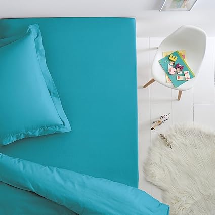 Amazoncom La Redoute Cotton Fitted Sheet For Childs Bed Blue Size