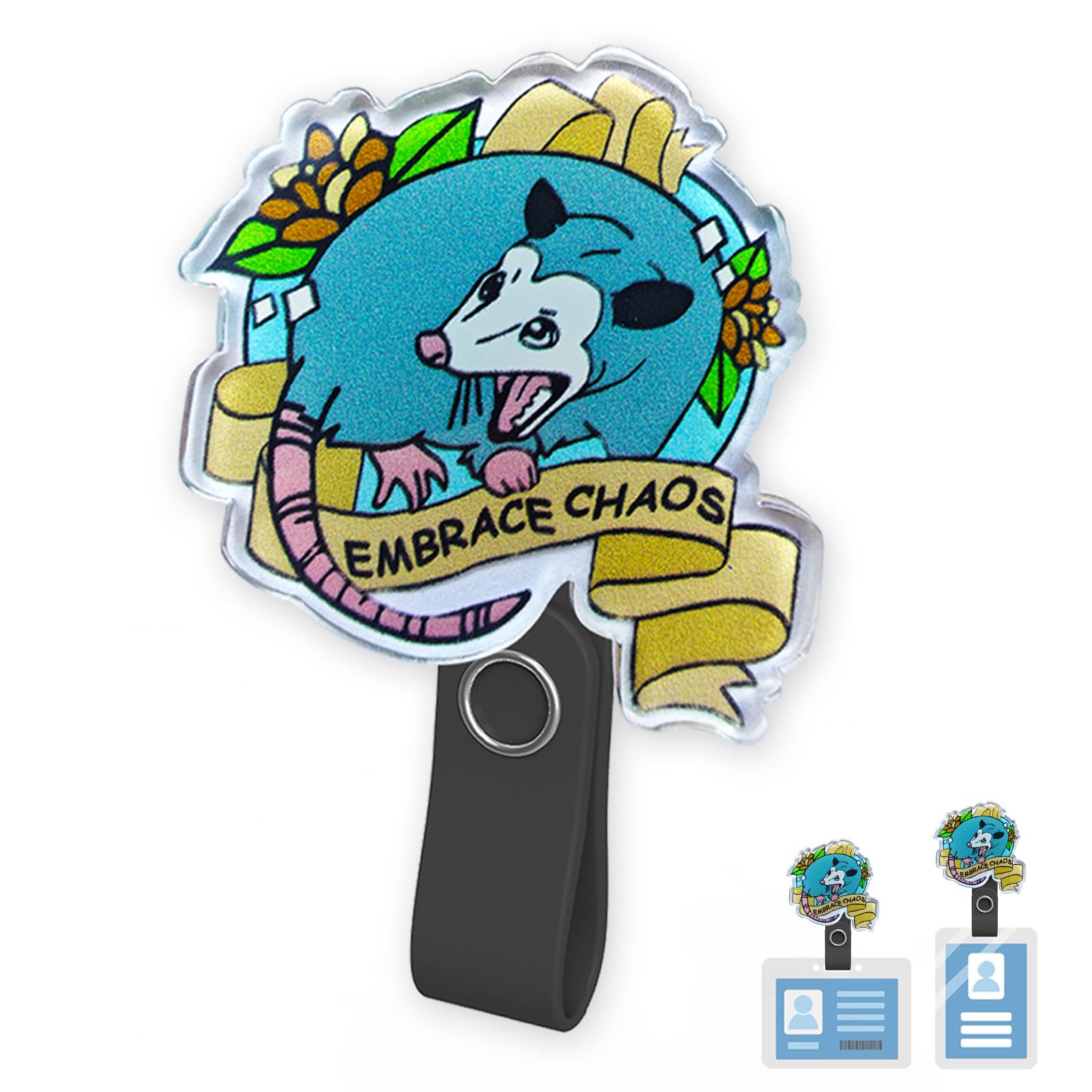 Photo 1 of 1 Pcs Magnetic ID Name Badge Holder Embrace Chaos Opossum Magnetic Badge Holder Clip for Clothes & Shirt Cute Possum Acrylic Badge Accessories for Office Worker, Teacher, Doctors, Nurses (Opossum)