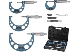 HARFINGTON Outside Micrometer 0-1" 1"-2" 2"-3" 3"-4" Measuring Tool 0.0001" Graduation 4in1 Set