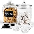 KooK Glass Kitchen Jars, Food & Cookie Storage Containers for Pantry, Bathroom Apothecary Canisters, Dishwasher Safe, with Ch