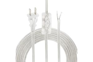 AOLALA Plug in Cord with On/Off Switch,Stripped Ends Ready for Wiring, 18AWG SPT-2 Replacement Power Cord 14.76ft, Clear