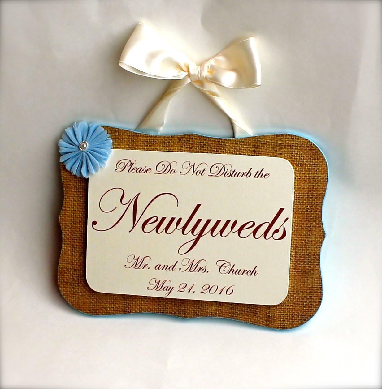 Custom Handmade Wedding Room Door Hanger for Newlyweds/Honeymooners/Just Married