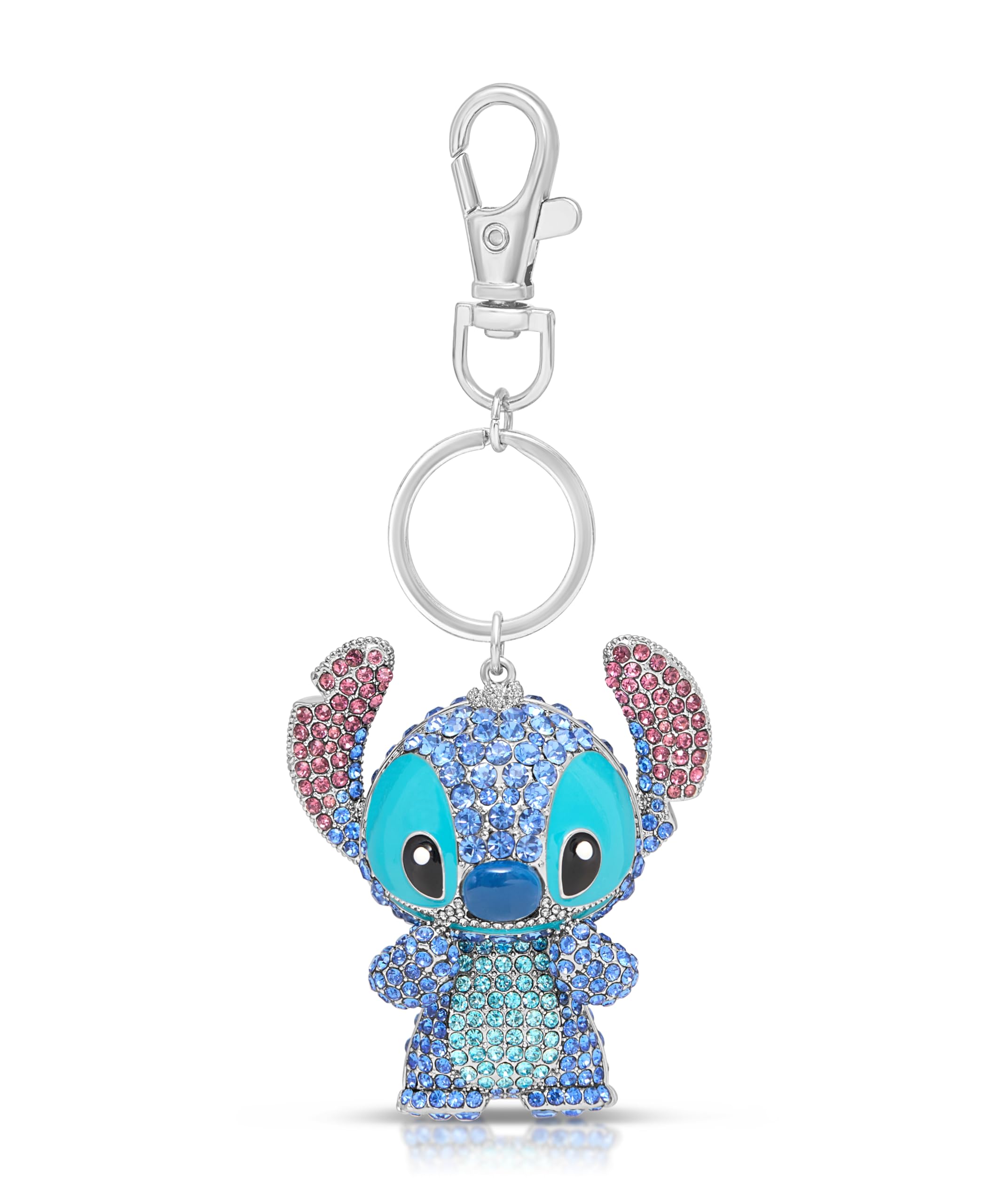 SALLY ROSE Stitch Keychain Official License, Multicolored Pave Crystal Stitch Bag Charm Key Chain, Valentines Day Gifts for Her