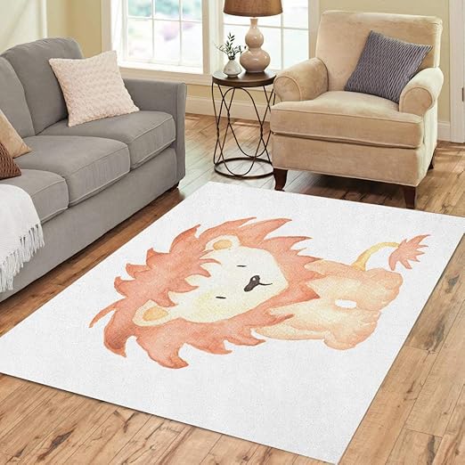 Amazon Com Semtomn Area Rug 3 X 5 Orange Baby Lion Animal