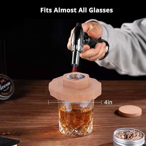 Cocktail Smoker Kit With Torch - 6 Wood Chip Flavors For Whiskey & Bourbon Smoking