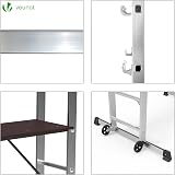 VOUNOT 3-in-1 Aluminium Scaffolding Ladder with Work Platform 120x40 cm view 5