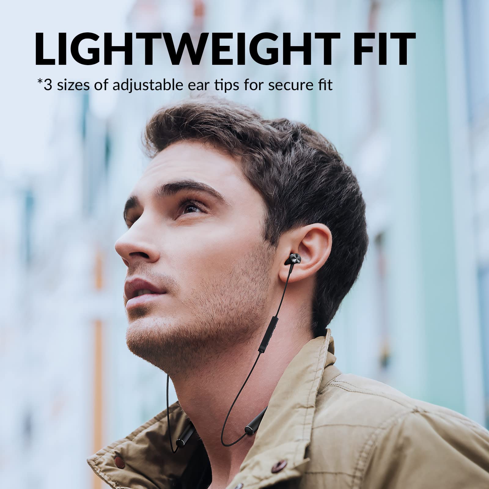 TANGMAI Neckband Bluetooth 5.0 Headphones Wireless Earbuds with Microphone, Deep Bass Stereo with 10mm Driver, 24H Playtime, Portable Magnetic, Clear Calls, Lightweight Comfortable in-Ear Fit -Black