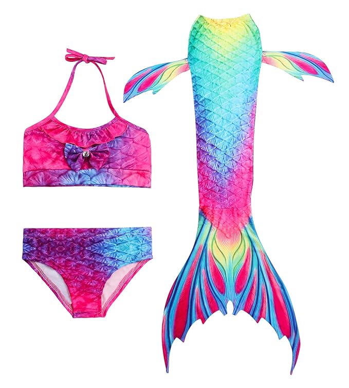 Hifunbay Kids Girls Mermaid Swimming Costume Included 3PCS Swimmable