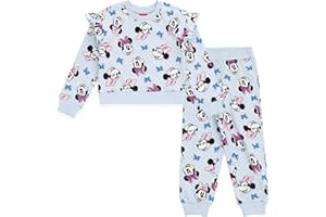 Disney Girls Fleece Sweatshirt and Jogger Pants Outfit Set Newborn to Big Kid Sizes (Newborn - 14-16)