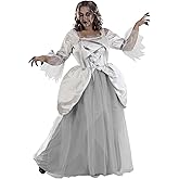 Women's Plus Size 18th Century Ghost Costume Dress, Satin and Tulle Fabrics