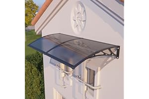 DAWNINGHOMM Awning for Door Entrance with Drainage, 40x80 Inch Awnings for Patio, Durable Polycarbonate Window Awnings Exterior, UV Rain Snow Protection Canopy for House, Porch, Patio, Deck