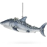 Stunning Beaded Shark Blown Glass Christmas Ornament