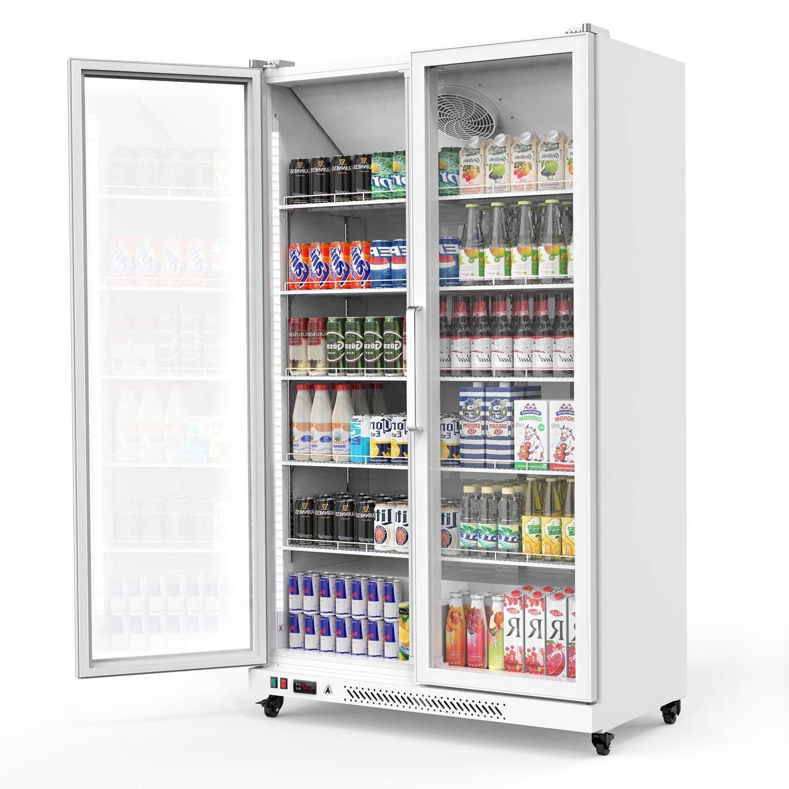 Photo 1 of ***ONE GLASS DOOR BROKEN*** GarveeHome Commercial Refrigerator, Glass Door with LED Lighting - Upright Beverage Display Cooler for Home, Store, Gym, or Office, Featuring Double Swing Doors and 28.2 cu.ft