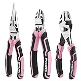 WORKPRO 3-Piece Pliers Set, Pink Tool Set Including