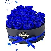 Changshunqi 16 Flowers Forever Preserved Roses in Box, Forever Flowers Womens Birthday Gifts for Women Mothers Blue Rose Gift for Her Romantic Eternal Real Rose for Women Mom Wife