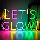 PMCVYH Let's Glow Neon Sign for Wall Decor, 16.54" x 10" Glow Led Signs for Party, USB Dimmable Lets Glow Neon Lights for Birthday Party Bar Home Pub Game Room Wall Art Neon Theme Party Decorations Supplies