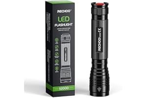 RECHOO High-Powered LED Flashlight S2000, Upgraded Powerful 2000 High Lumens Flashlights with 3 Modes, Zoomable, Water Resistant Flash Light for Home, Camping, Emergency, Hiking, Outdoor