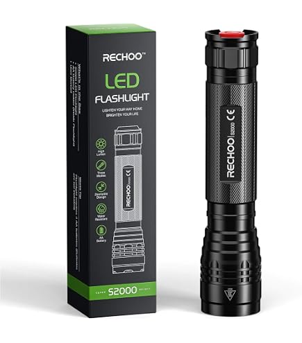 85000lm rechargeable torch hiking t6 tactical led flashlight Ultra-Bright Flashlights, 2000 Lumens XML-T6 Flashlight, Zoomable Adjustable Focus, IP65 Water-Resistant, Portable, 5 Light Modes for Indoor and Outdoor,Camping,Emergency,Hiking (1 Pack) outdoor activities with red light MINCHEN 1000 Lumens Led Flashlight