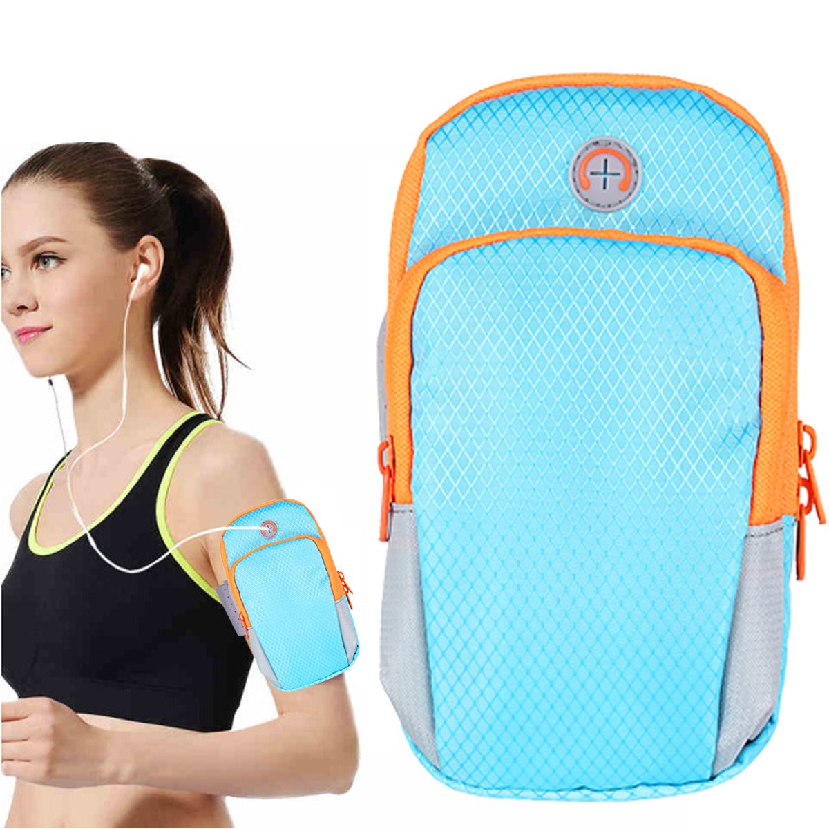 Sports Armband Arm Bag Multifunctional Sports Pocke For Men and Women Running,Cycling,Gym Exercise,Fits Up To iPhone 7/7 Plus, 6s/6s Plus, Samsung Galaxy S8/S7/S6/ Edge 6.0 Inch