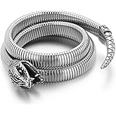 Rofusn Bendable Snake Bracelet for Women Men: Silver Stainless Steel Punk Flexible Snake Link Chain Bangle Bracelet for Christmas
