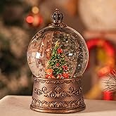 Snow Globe Christmas, Lighted Christmas Snow Globes with Timer, Swirling Musical Glittering Snowglobe Lantern for Decorations(Bear Gifts)