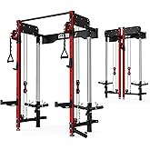 GOIMU WM3-V4 Folding Squat Rack, Wall Mounted Power Rack with Dual Independent Pulley System, Functional Trainer with 5 Adjustable Function Modes for Space Saving