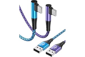 USB C Cable Right Angle [2Pack/6ft] 3.1A USB to USB C Fast Charging Cord, 90 Degree Braided Type C Charger Cable for iPhone 1