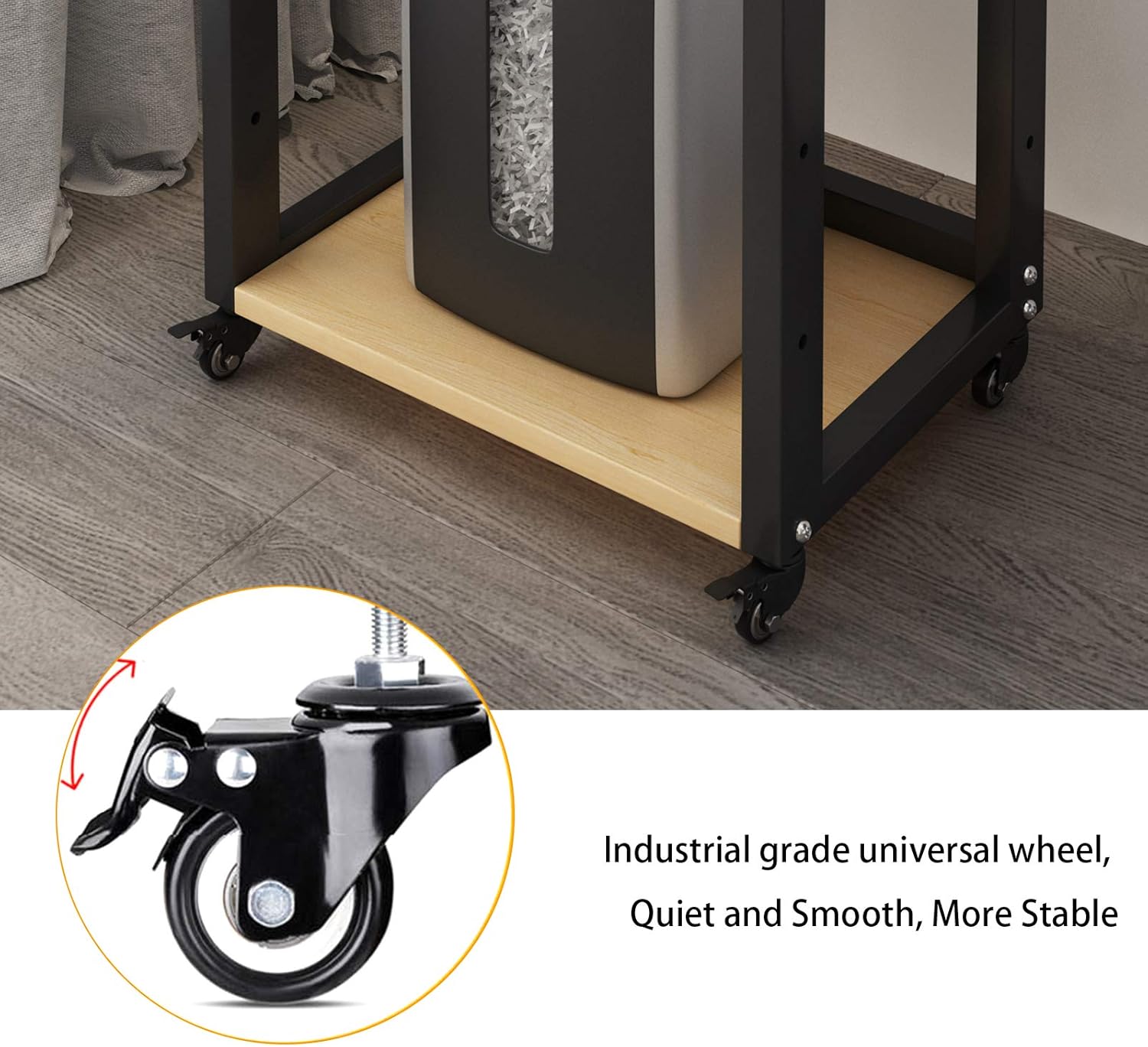 Natwind 3-Tier Floor-Standing Printer Stand with Wheels Host Stand Home Office Storage Shelf Document Organizer Table Large Size Multi-Purpose Shelf for Office(Black) : Office Products