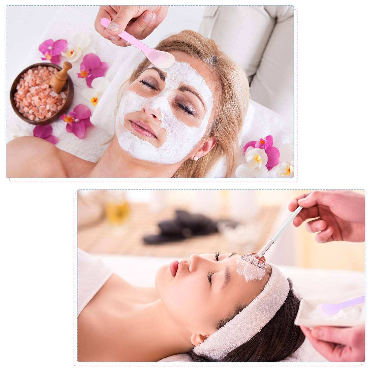 16 Pieces Facial Fan Mask Brush and 4 Piece Cosmetic Mask Spoon Spatulas Mask Application Fan Brush Soft Glycolic Fan Brush Boar Head Fan Brush Applicator for Peel Mask Makeup: Beauty