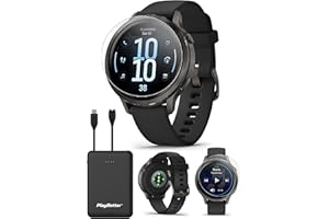 PlayBetter Garmin Venu 4 (Slate/Black, 41mm) Fitness GPS Smartwatch Bundle - AMOLED Display, Built-in Flashlight, Long Battery Life Portable Charger & HD Screen Protectors