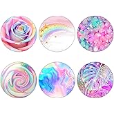 Nsotts (6 Pack) Collapsible Cell Phone Grip for Smartphones,Expanding Cellphone Holder for Phone and Case - Pink Colorful