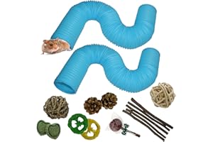 MUYG Plastic Hamster Tunnels,Small Animal Tubes,Foldable Exercising Training Ferrets Fun Tunnel Hamsters Hideout Tube 15 Pcs Pet Chew Toys for Guinea Pigs Chinchillas Rats Gerbils (Blue)