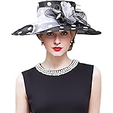 Women Church Hats Wide Brim Sun Derby Hat Organza Fascinators Kentucky Hats for Women Tea Party Wedding Hat