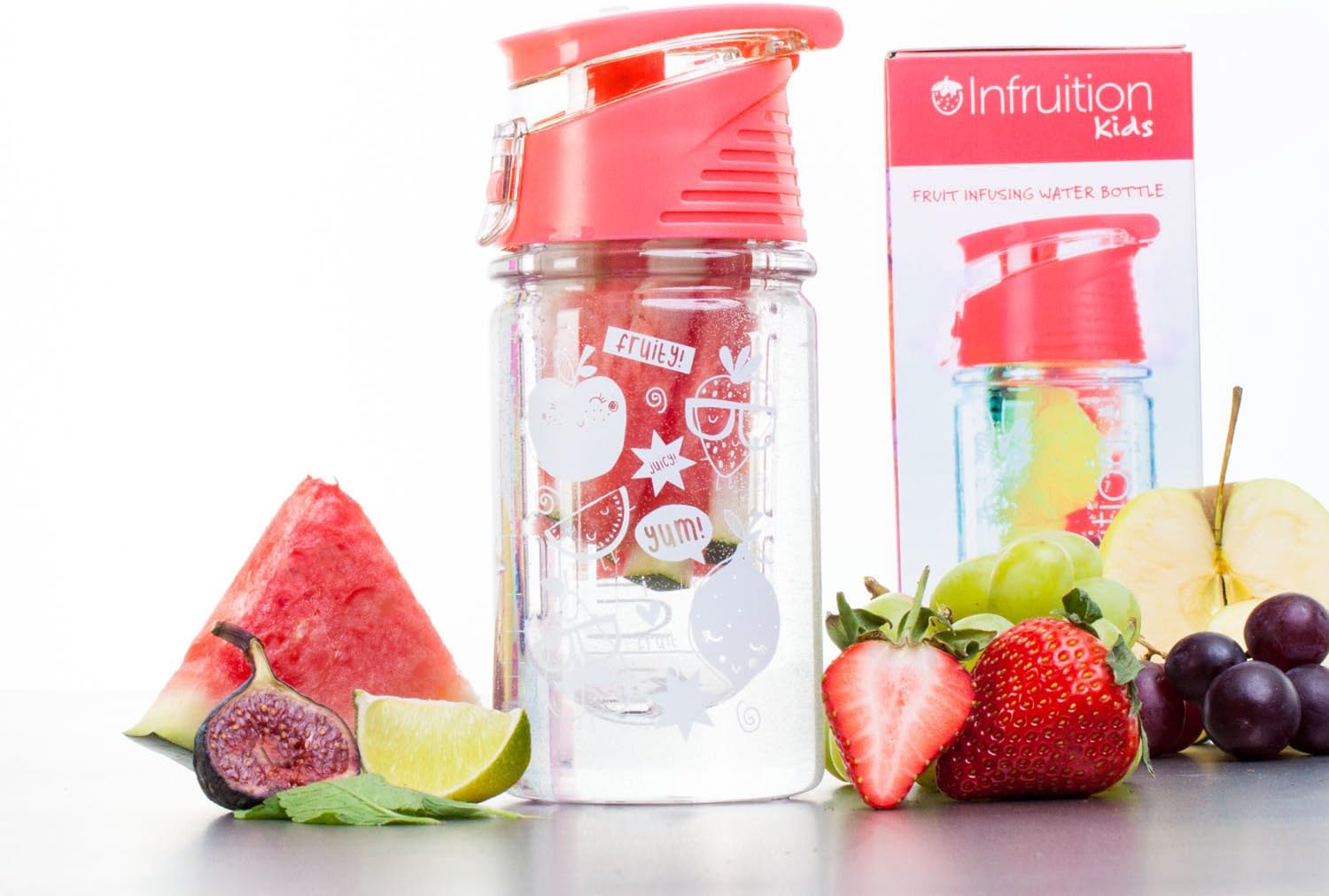 Infruition Kids Fruit Infusion Water Bottle Forest Fox Pink