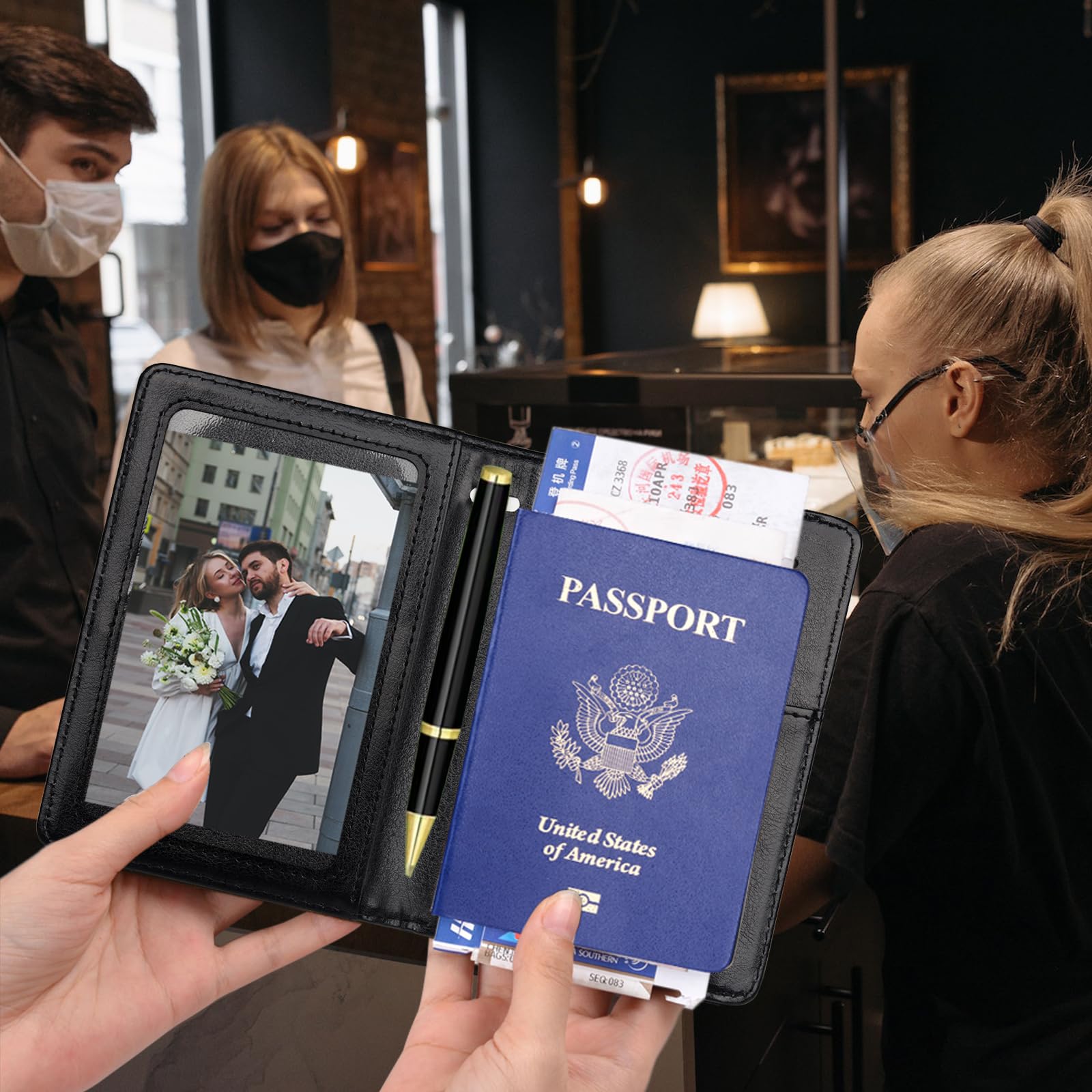 Herain Passport Holder Wallet Cover Case for Travel Women Men Family, Multifunction Passport Book Holder with RFID Blocking, Travel Must Haves Cruise Ship Essentials
