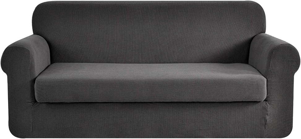 E Ebeta 2 Pièce Jacquard Housse De Canapé Housses De Canapé élastique Housses De Coussin Revêtement De Canapé Extensible à 2 Placesgris Foncé