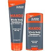 Mando Whole Body Deodorant - Invisible Cream Tube and Solid Stick - 72 Hour Odor Control - Aluminum Free, Baking Soda Free, Skin Safe - 3.0 Ounce Tube and 2.6 Ounce Solid Stick Bundle - Mt Fuji